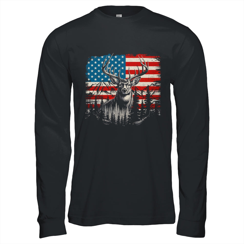 Deer Hunting American Flag Whitetail Buck Deer Shirt & Hoodie | teecentury