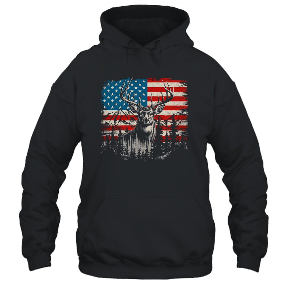 Deer Hunting American Flag Whitetail Buck Deer Shirt & Hoodie | teecentury