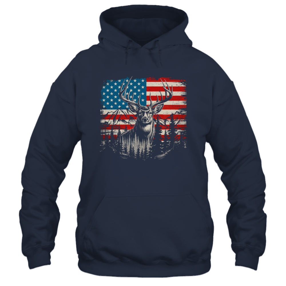 Deer Hunting American Flag Whitetail Buck Deer Shirt & Hoodie | teecentury