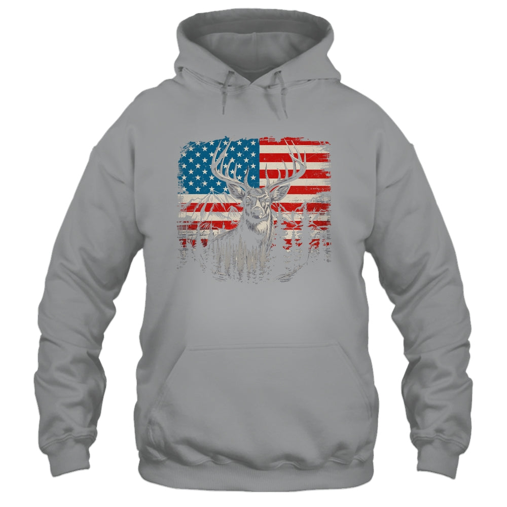 Deer Hunting American Flag Whitetail Buck Deer Shirt & Hoodie | teecentury