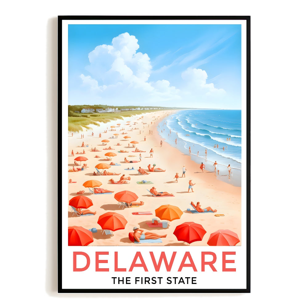 Delaware Travel Print Poster The First State Beach Souvenir Wall Art Landscape Painting Picture Suitable For Home Room Living Room Office Bedroom Decor Unframed | teecentury