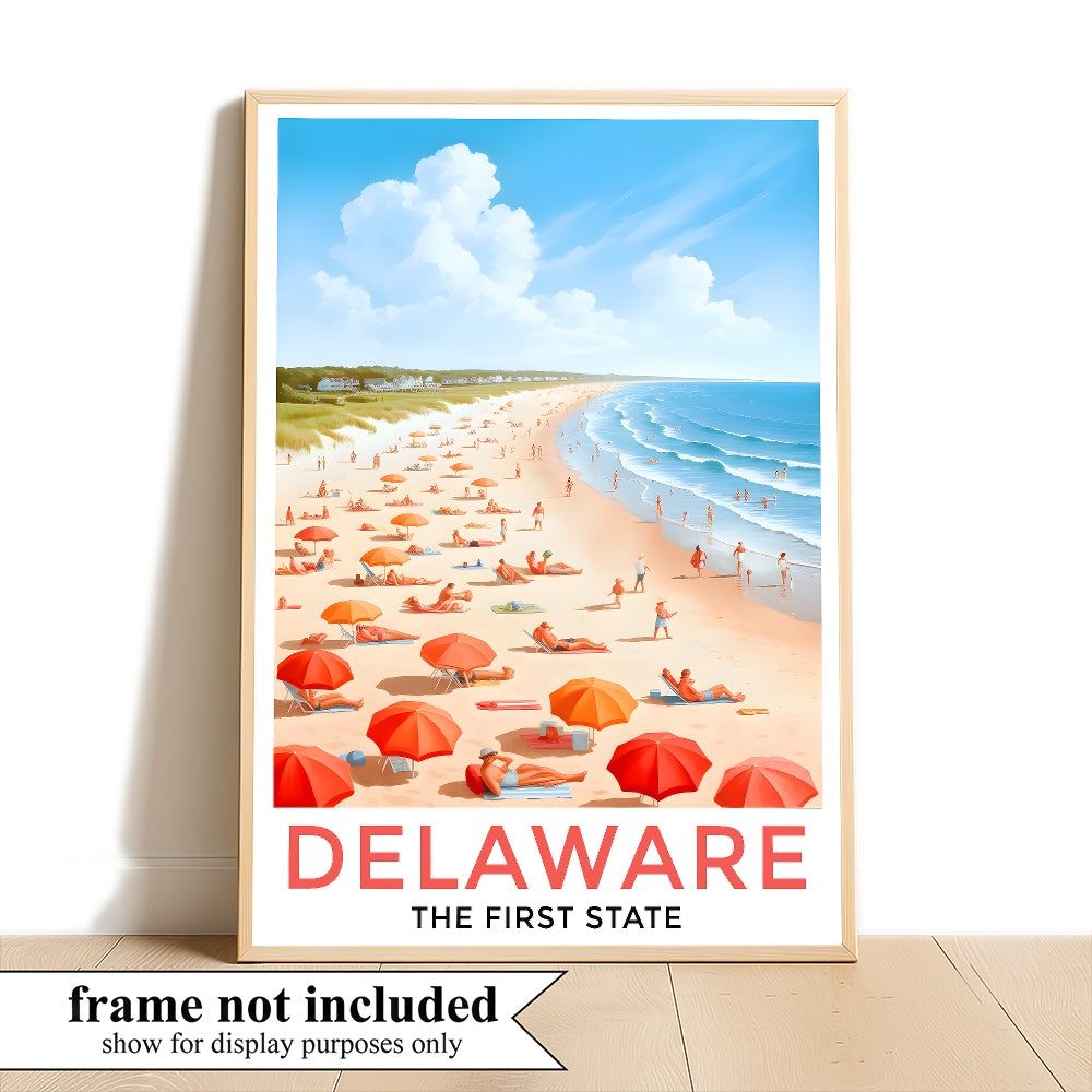 Delaware Travel Print Poster The First State Beach Souvenir Wall Art Landscape Painting Picture Suitable For Home Room Living Room Office Bedroom Decor Unframed | teecentury