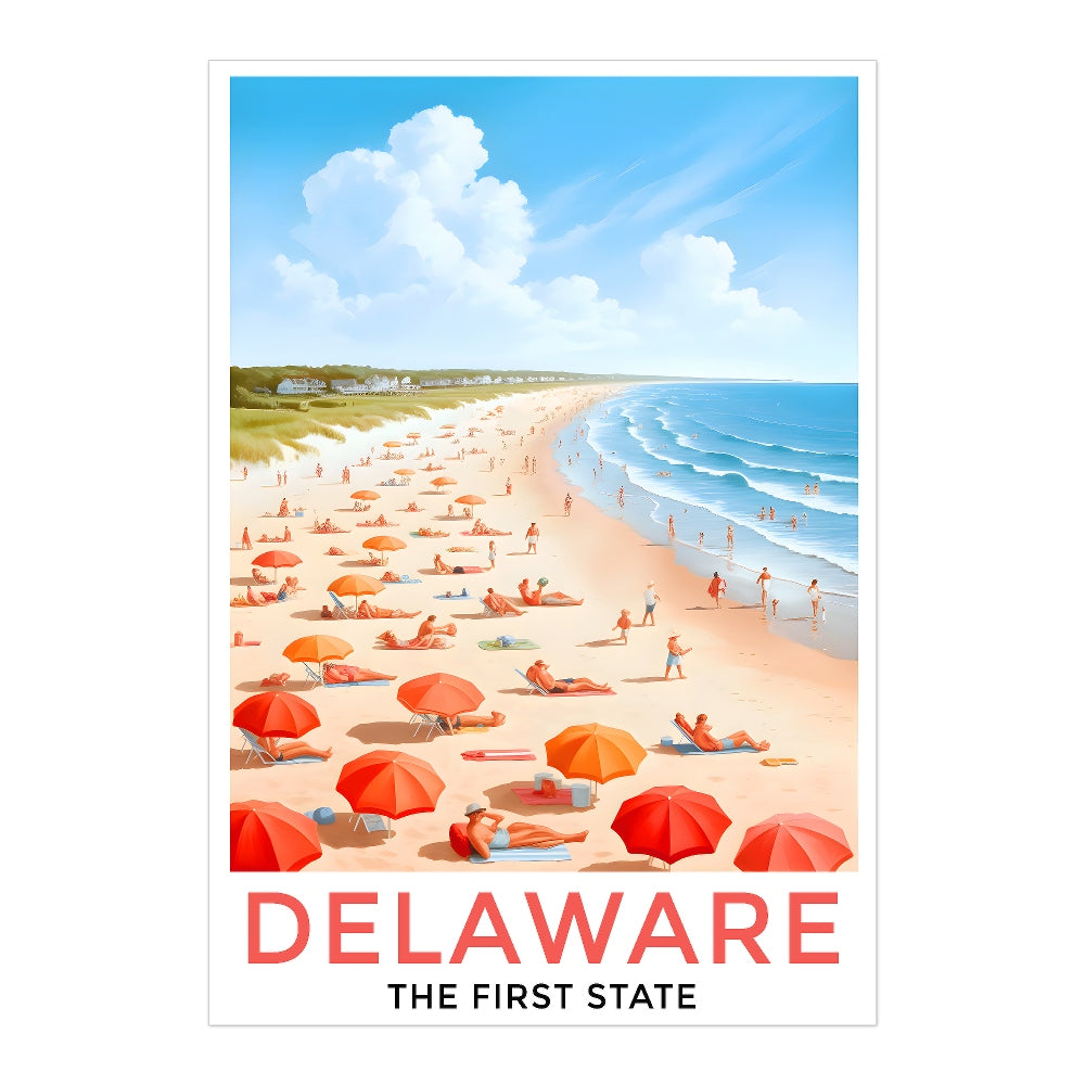 Delaware Travel Print Poster The First State Beach Souvenir Wall Art Landscape Painting Picture Suitable For Home Room Living Room Office Bedroom Decor Unframed | teecentury