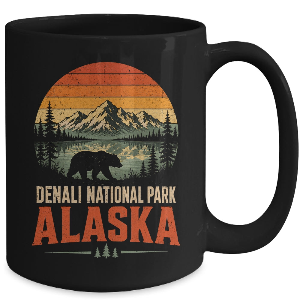 Denali National Park Alaska Moose Retro Sunset Outdoor Hiking Mug | teecentury