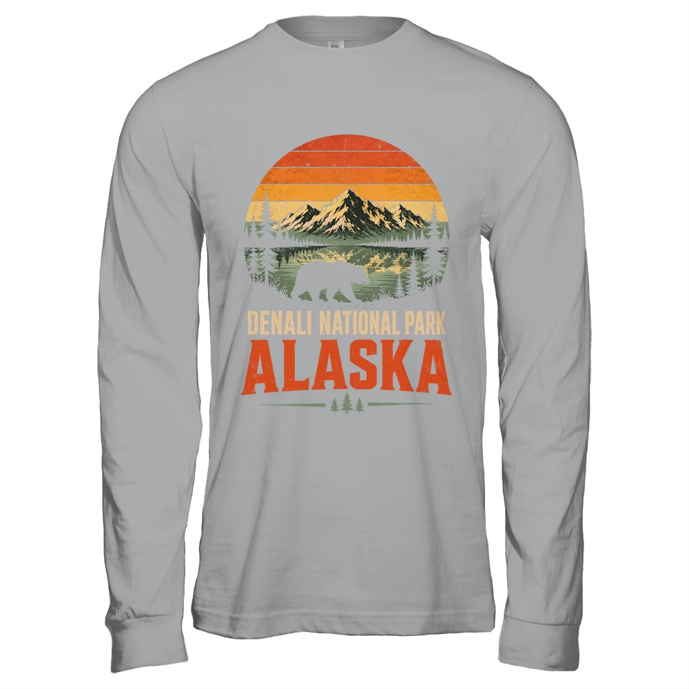 Denali National Park Alaska Bear Retro Sunset Outdoor Hiking Shirt & Hoodie | teecentury
