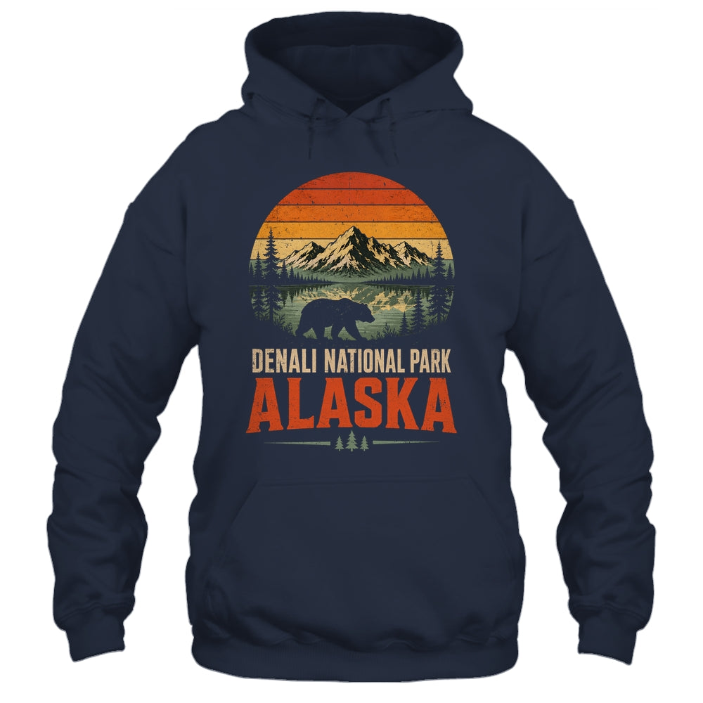 Denali National Park Alaska Bear Retro Sunset Outdoor Hiking Shirt & Hoodie | teecentury