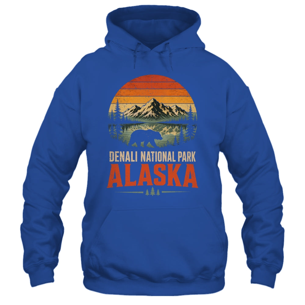 Denali National Park Alaska Bear Retro Sunset Outdoor Hiking Shirt & Hoodie | teecentury
