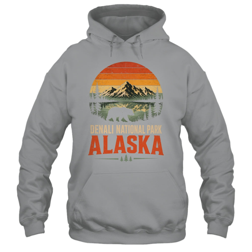 Denali National Park Alaska Bear Retro Sunset Outdoor Hiking Shirt & Hoodie | teecentury