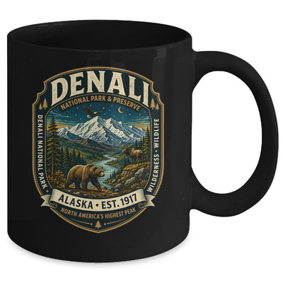 Denali National Park Alaska Mountain Wildlife Vintage Badge Mug | teecentury