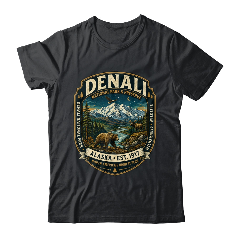 Denali National Park Alaska Mountain Wildlife Vintage Badge Shirt & Hoodie | teecentury