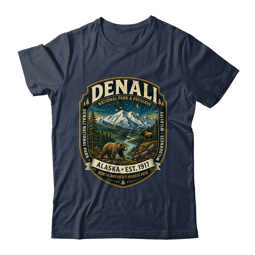 Denali National Park Alaska Mountain Wildlife Vintage Badge Shirt & Hoodie | teecentury