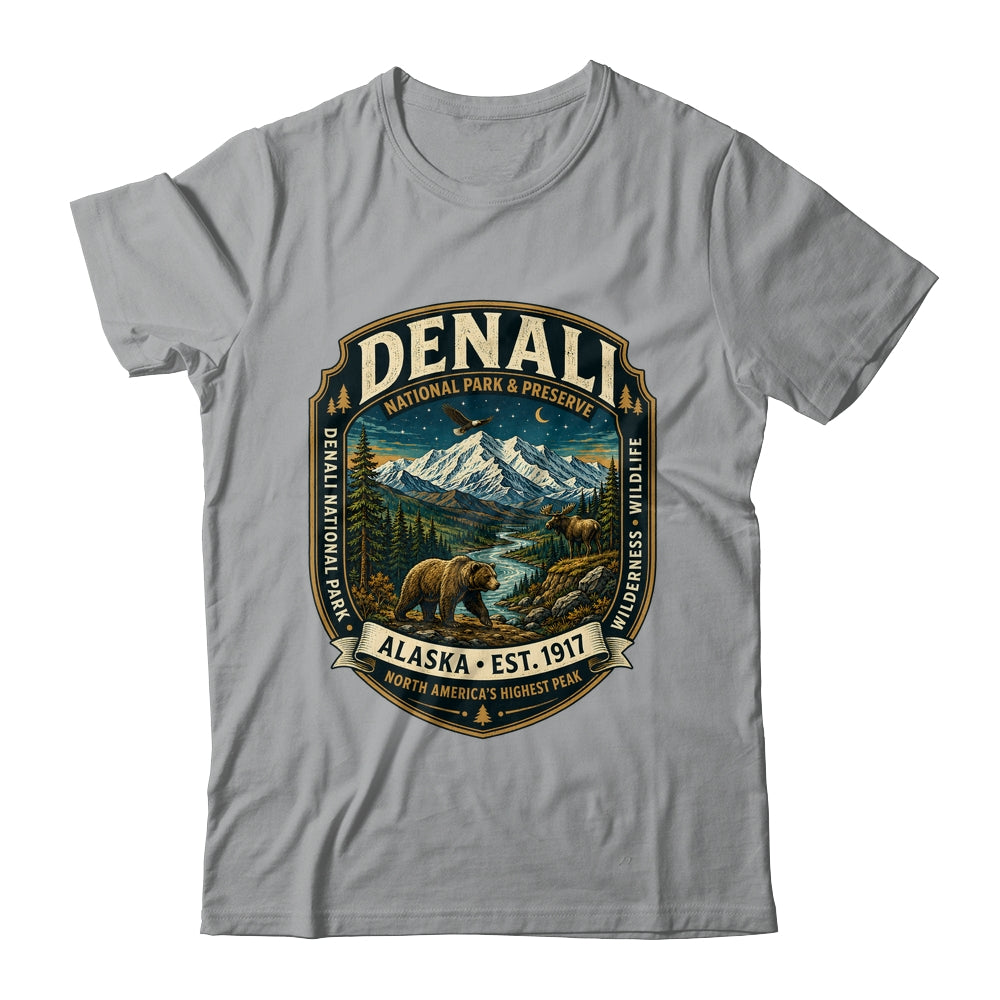Denali National Park Alaska Mountain Wildlife Vintage Badge Shirt & Hoodie | teecentury