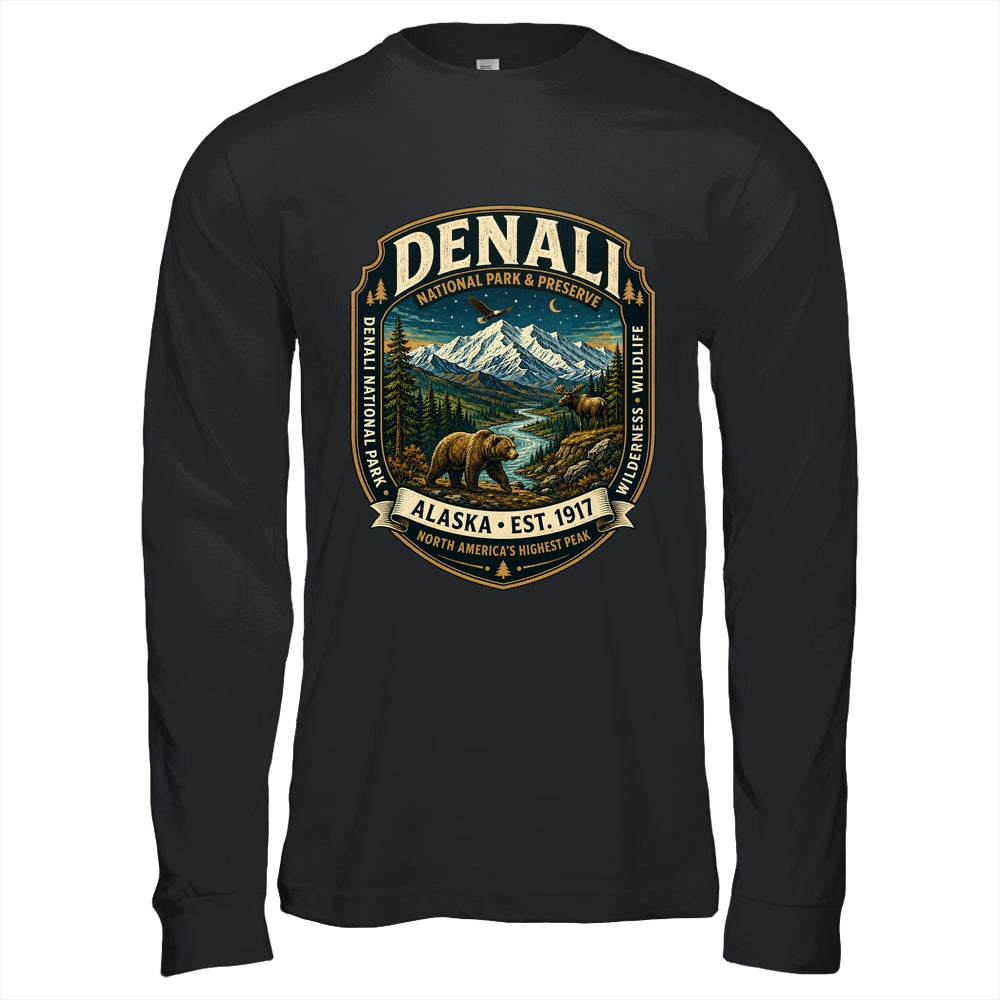 Denali National Park Alaska Mountain Wildlife Vintage Badge Shirt & Hoodie | teecentury