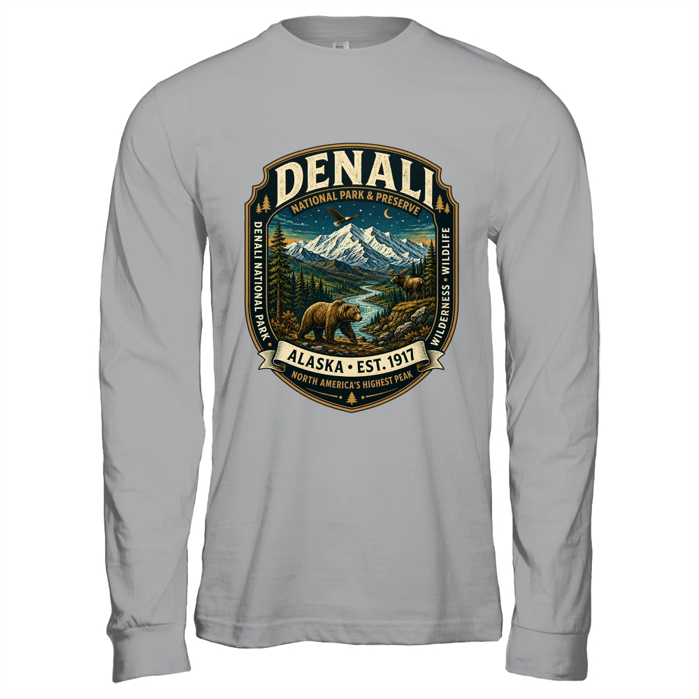 Denali National Park Alaska Mountain Wildlife Vintage Badge Shirt & Hoodie | teecentury
