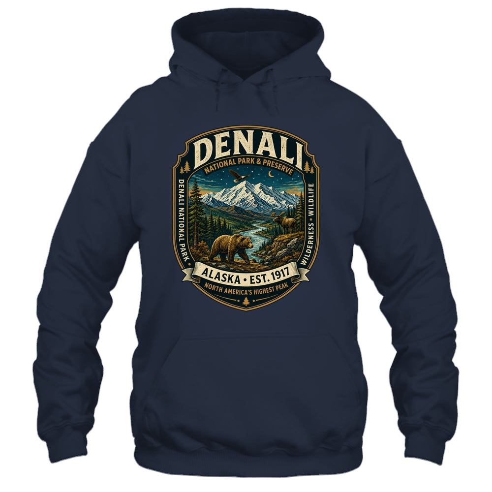 Denali National Park Alaska Mountain Wildlife Vintage Badge Shirt & Hoodie | teecentury