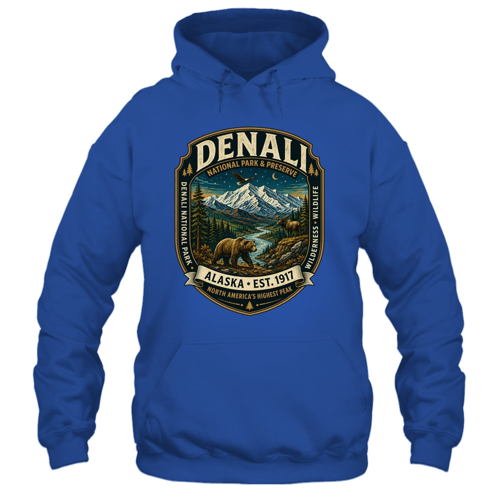 Denali National Park Alaska Mountain Wildlife Vintage Badge Shirt & Hoodie | teecentury
