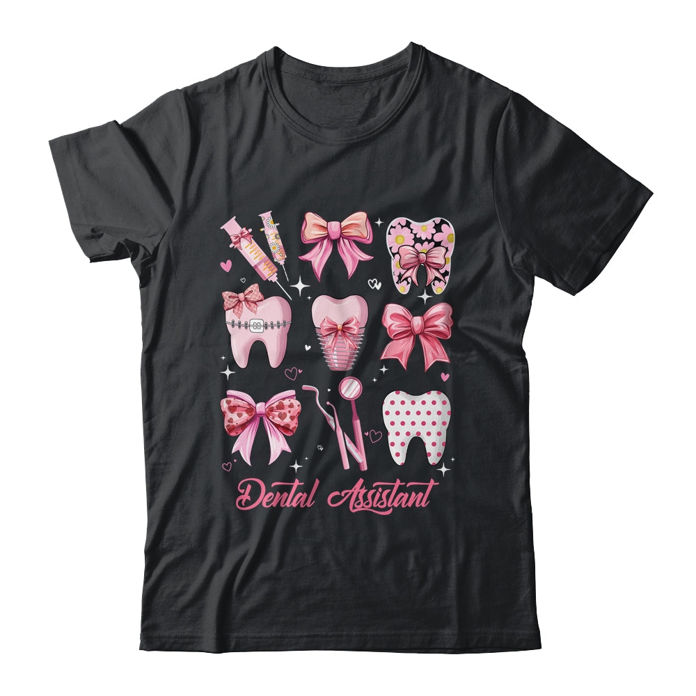 Dental Assistant Cute Pink Coquette Bow Teeth Dentist Squad Shirt & Hoodie | teecentury
