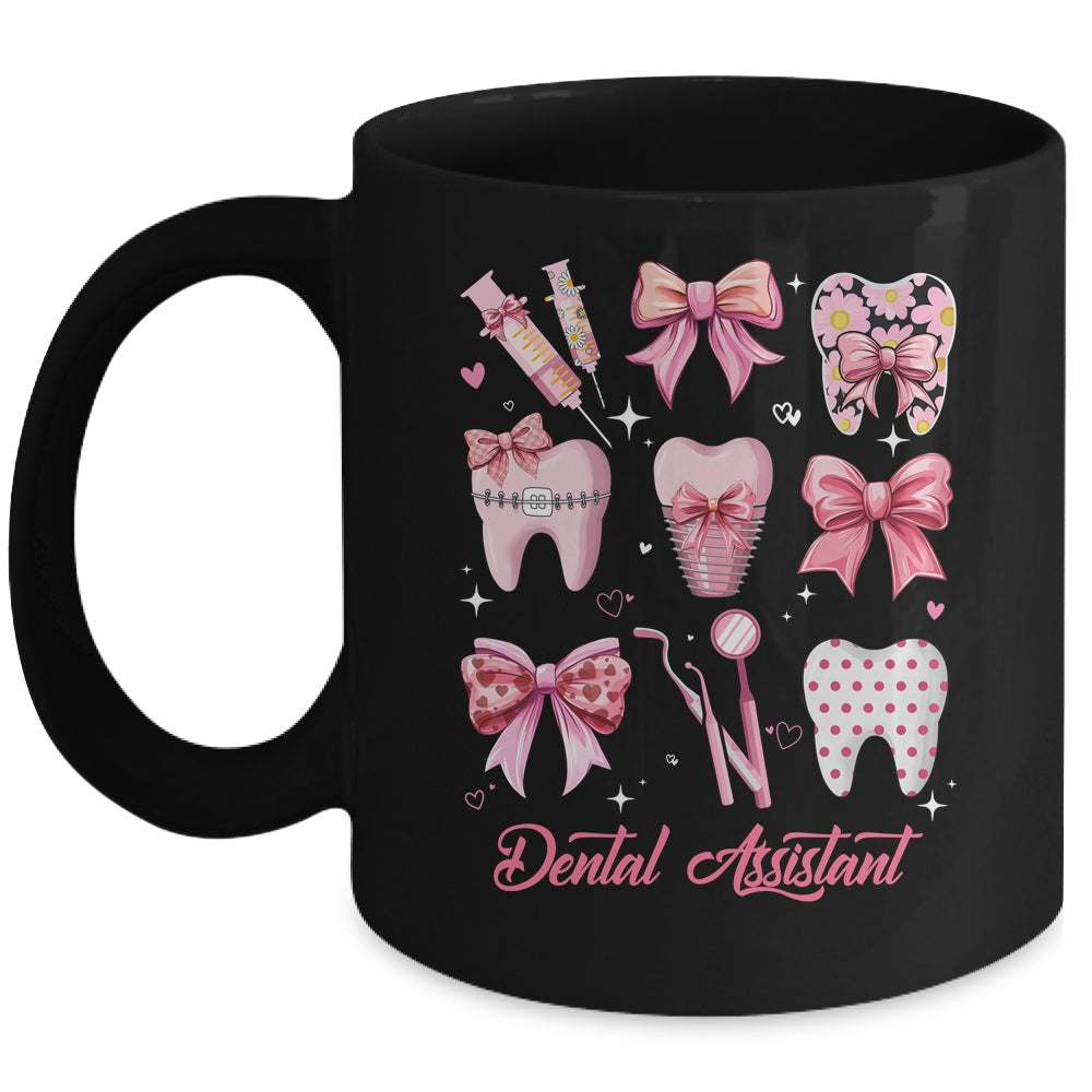 Dental Assistant Cute Pink Coquette Bow Teeth Dentist Squad Mug | teecentury