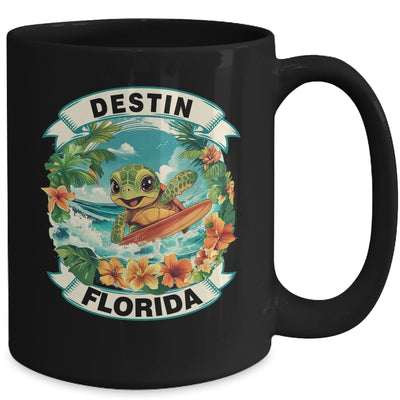 Destin Florida Cute Sea Turtle Surfing Summer Vacation Mug | teecentury