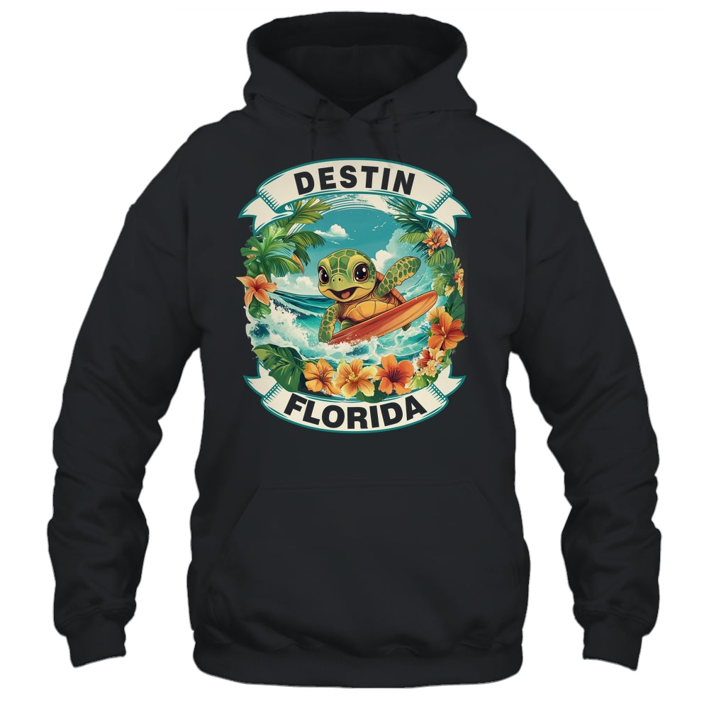 Destin Florida Cute Sea Turtle Surfing Summer Vacation Shirt & Tank Top | teecentury