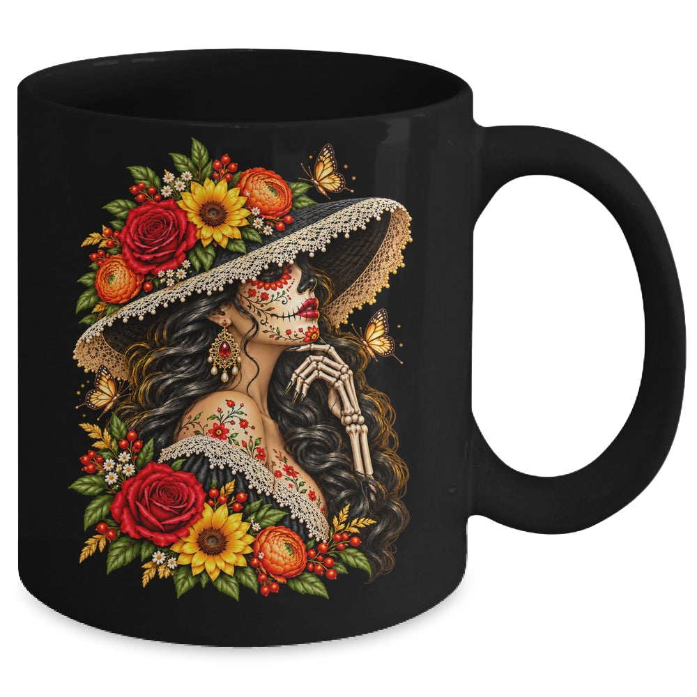 Dia De Los Muertos Flower Catrina Day Of The Dead Women Mug | teecentury