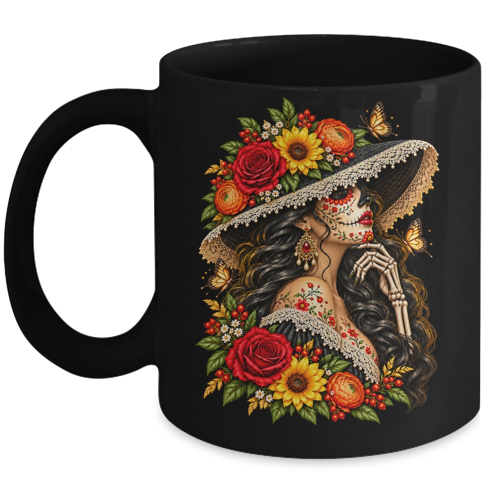 Dia De Los Muertos Flower Catrina Day Of The Dead Women Mug | teecentury