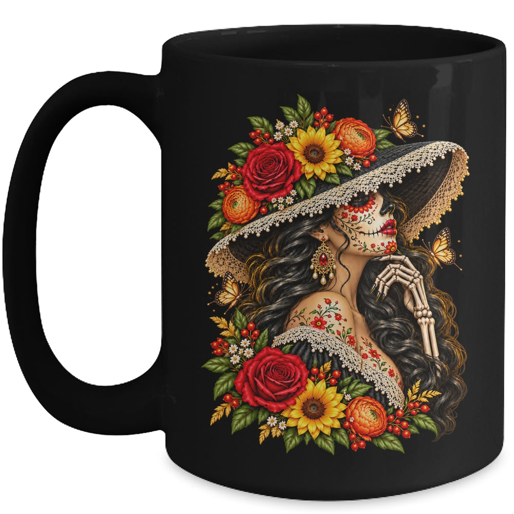 Dia De Los Muertos Flower Catrina Day Of The Dead Women Mug | teecentury