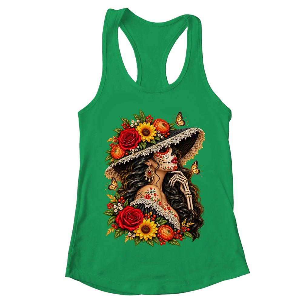 Dia De Los Muertos Flower Catrina Day Of The Dead Women Shirt & Tank Top | teecentury
