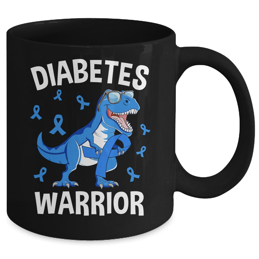 Dinosaur Blue Ribbon T1D Type 1 Diabetes Awareness Mug | teecentury