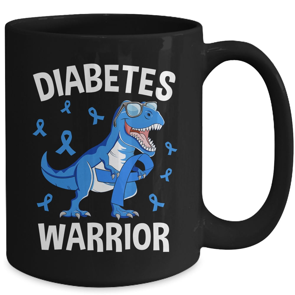 Dinosaur Blue Ribbon T1D Type 1 Diabetes Awareness Mug | teecentury