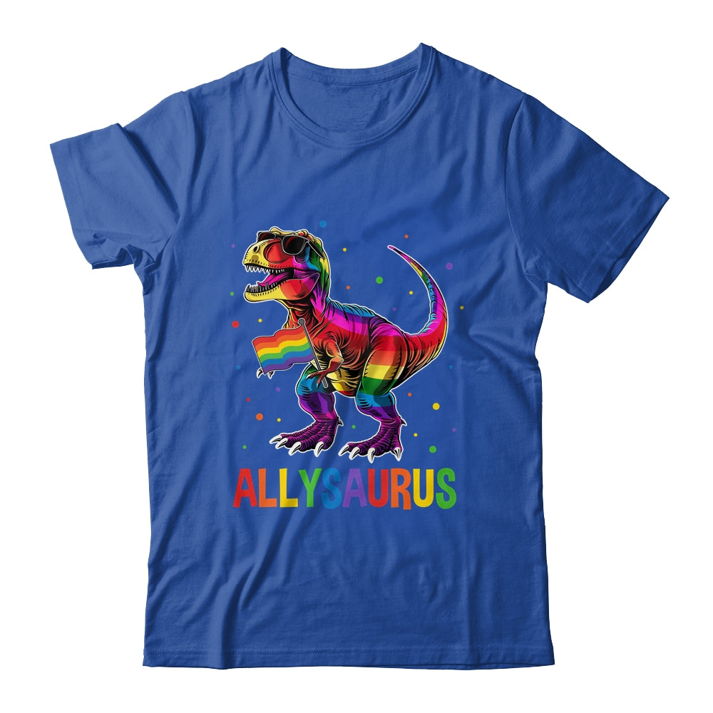 Dinosaur Rainbow Flag Ally LGBT Allysaurus LGBT Pride Shirt & Tank Top | teecentury