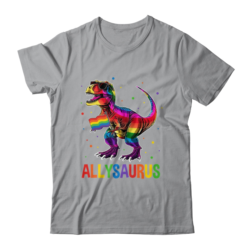 Dinosaur Rainbow Flag Ally LGBT Allysaurus LGBT Pride Shirt & Tank Top | teecentury