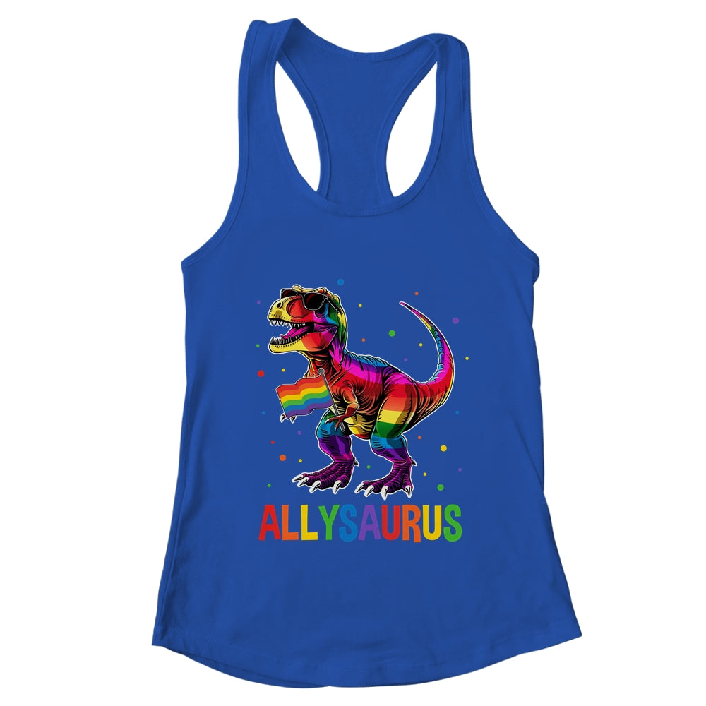 Dinosaur Rainbow Flag Ally LGBT Allysaurus LGBT Pride Shirt & Tank Top | teecentury