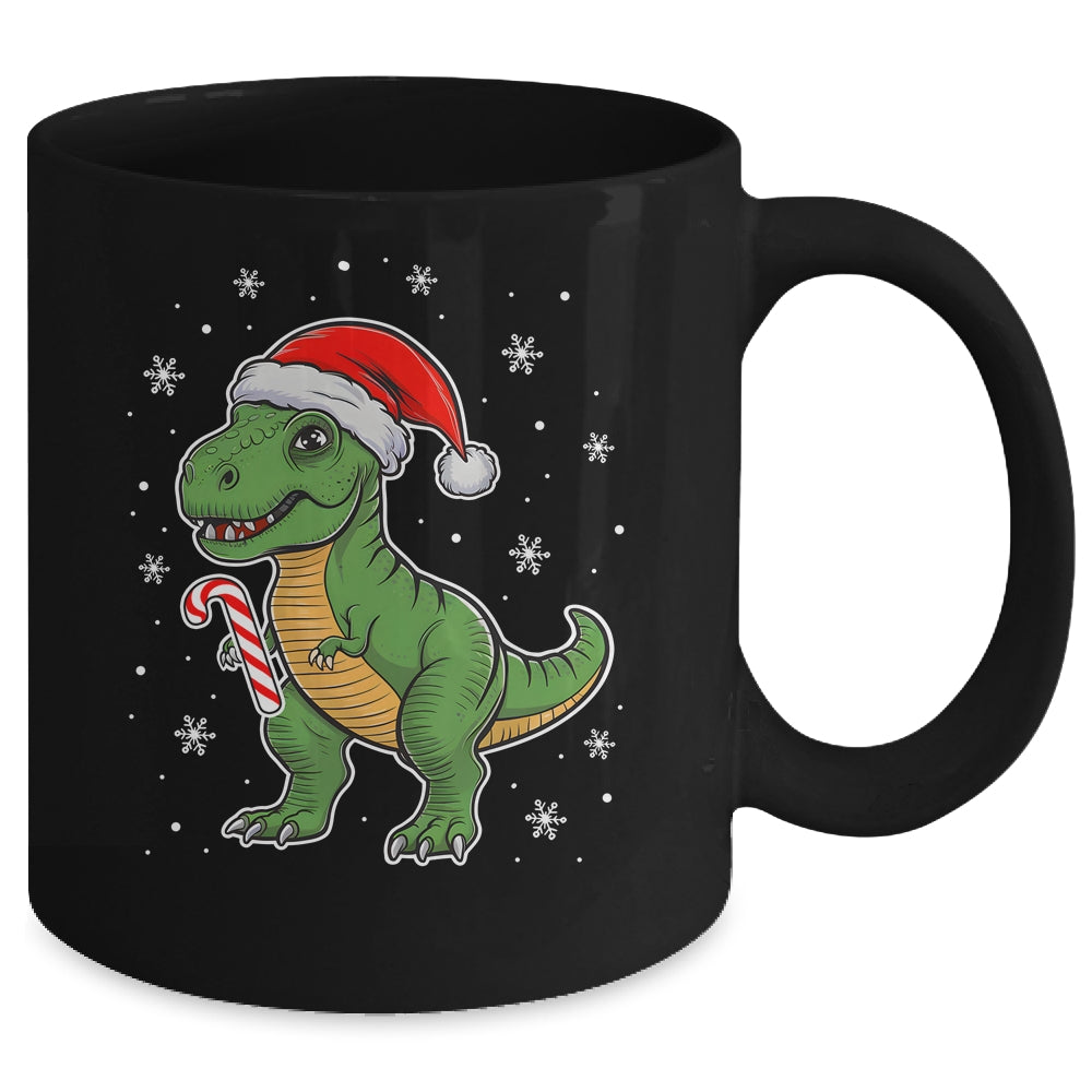 Dinosaur Santa Hat Funny Christmas Boys Dinosaur T-Rex Lover Mug | teecentury