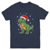 Dinosaur Santa Hat Funny Christmas Boys Dinosaur T-Rex Lover Youth Shirt | teecentury
