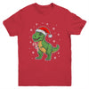 Dinosaur Santa Hat Funny Christmas Boys Dinosaur T-Rex Lover Youth Shirt | teecentury