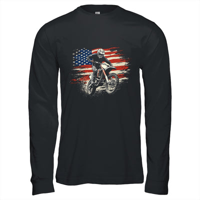 Dirt Bike American Flag Motocross Biker Vintage USA Shirt & Hoodie | teecentury