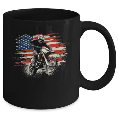 Dirt Bike American Flag Motocross Biker Vintage USA Mug | teecentury