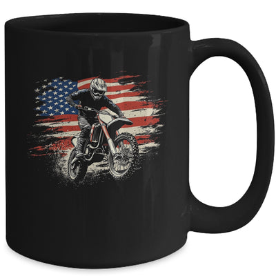 Dirt Bike American Flag Motocross Biker Vintage USA Mug | teecentury