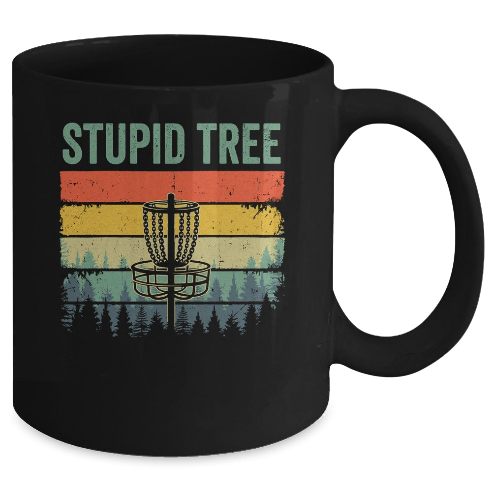 Disc Golf For Men Women Funny Stupid Tree Retro Disc Golf Mug | teecentury