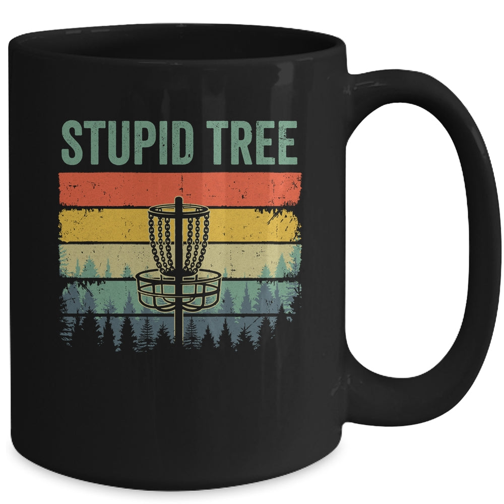 Disc Golf For Men Women Funny Stupid Tree Retro Disc Golf Mug | teecentury