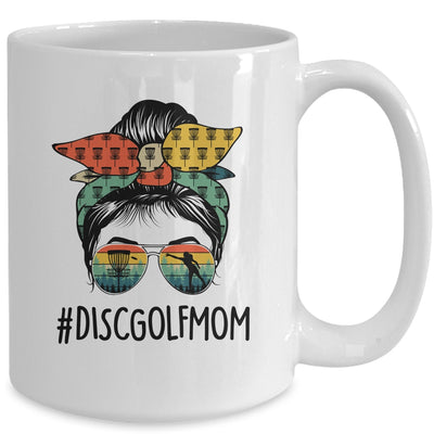 Disc Golf Mom Life Messy Bun Hair Glasses For Women Vintage Mug | teecentury