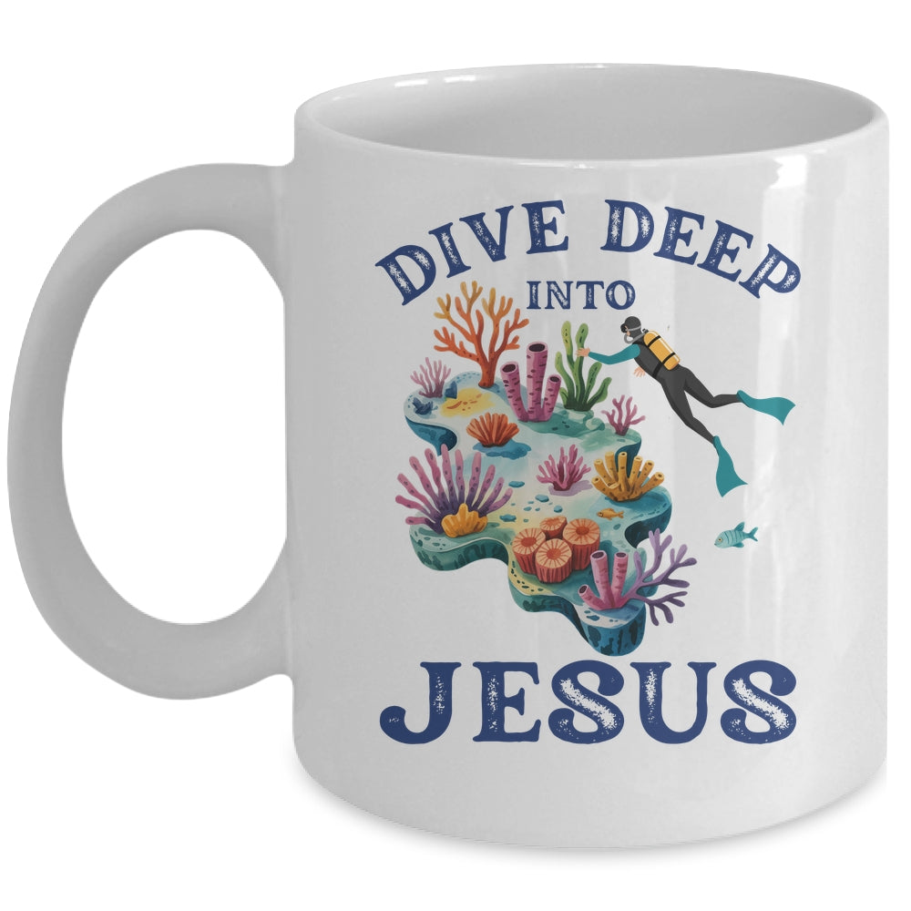Dive Deep Into Jesus VBS Christian Scuba Diving Underwater Mug | teecentury