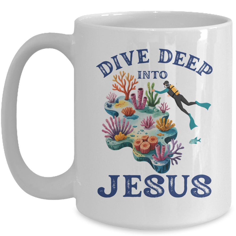 Dive Deep Into Jesus VBS Christian Scuba Diving Underwater Mug | teecentury