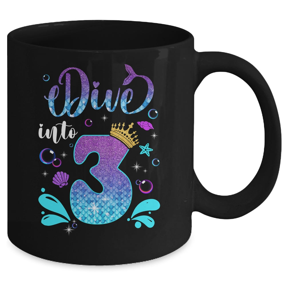 Dive Into 3 Birthday Decorations Girl 3rd Birthday Mermaid Mug | teecentury