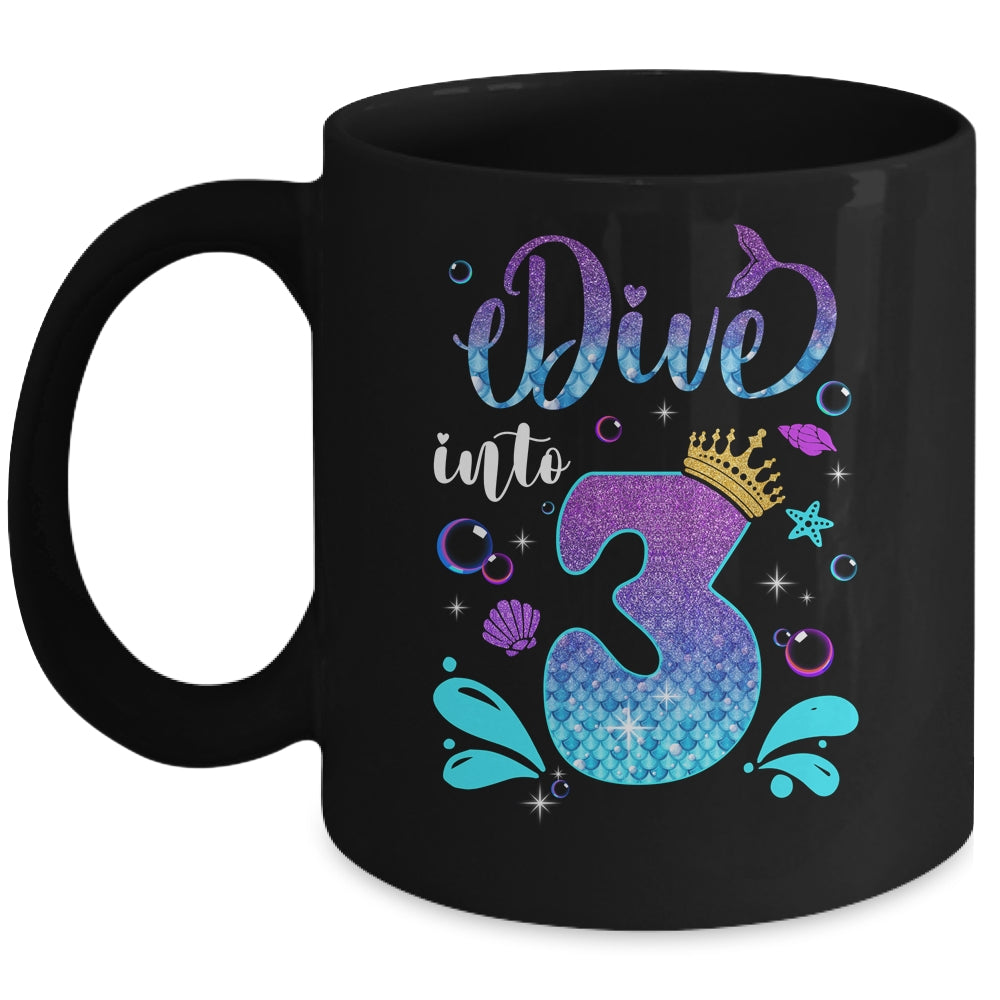 Dive Into 3 Birthday Decorations Girl 3rd Birthday Mermaid Mug | teecentury