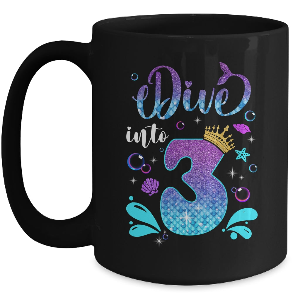 Dive Into 3 Birthday Decorations Girl 3rd Birthday Mermaid Mug | teecentury
