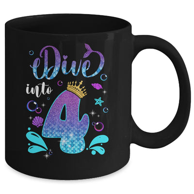 Dive Into 4 Birthday Decorations Girl 4th Birthday Mermaid Mug | teecentury