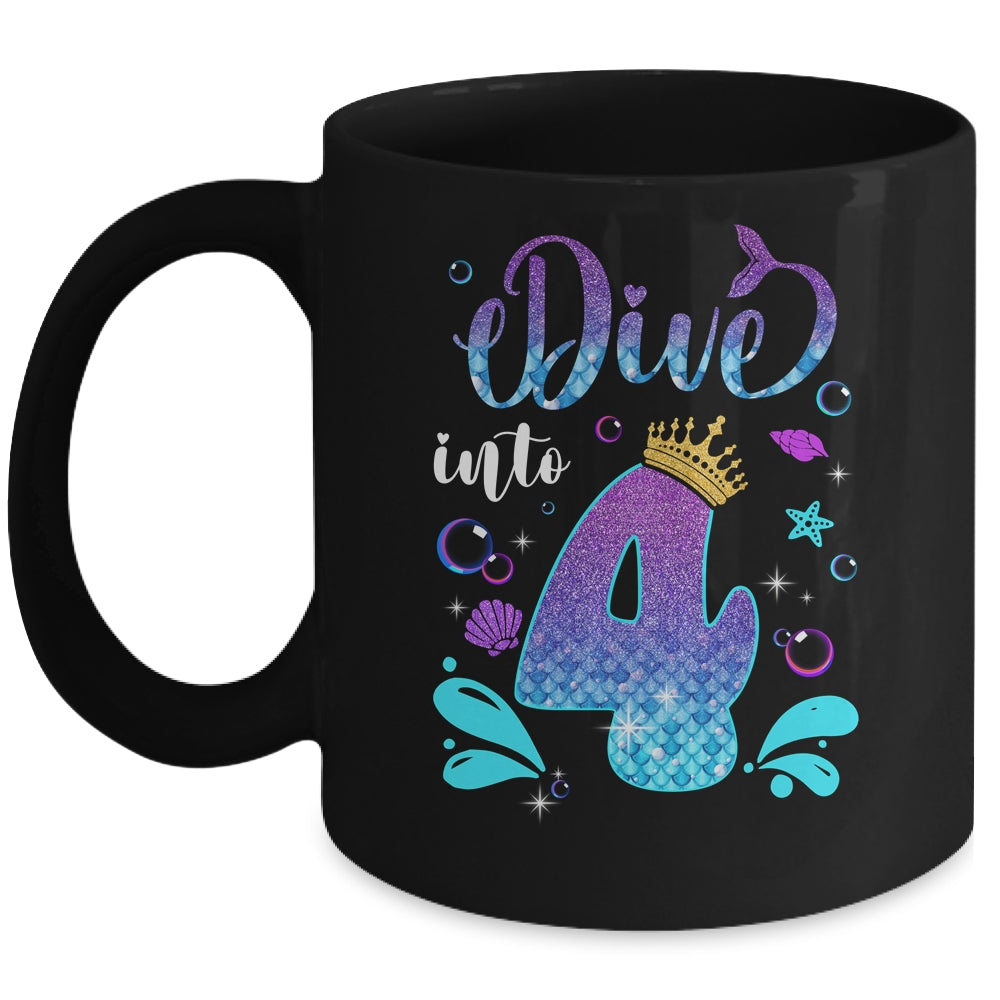 Dive Into 4 Birthday Decorations Girl 4th Birthday Mermaid Mug | teecentury