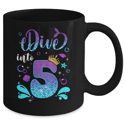 Dive Into 5 Birthday Decorations Girl 5th Birthday Mermaid Mug | teecentury